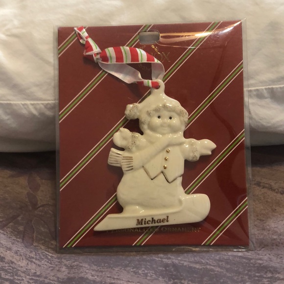 Lenox Merrily Yours Personalized “Michael” Snowman Christmas Ornament. New. - Picture 1 of 3